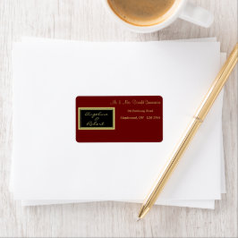 Modern Elegant Red and Guld Script Bröllop-etikett Adressetikett