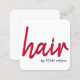 Modern Elegant Red Blue White Hair Stylist Fyrkantigt Visitkort (Front/Back)