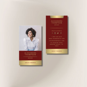 Modern Elegant Red Guld CEO Professionell Photo Visitkort