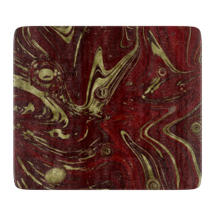 Modern Elegant Red & Guld Marble Swirl