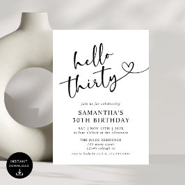 Modern Elegant Red White Hej Party Inbjudningar