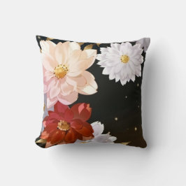 Modern Elegant Red White Rosa Blommigt Kudde