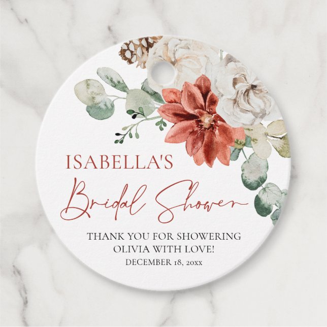 Modern Elegant Red Winter-Möhippan Gåvor Etiketter (Framsida)