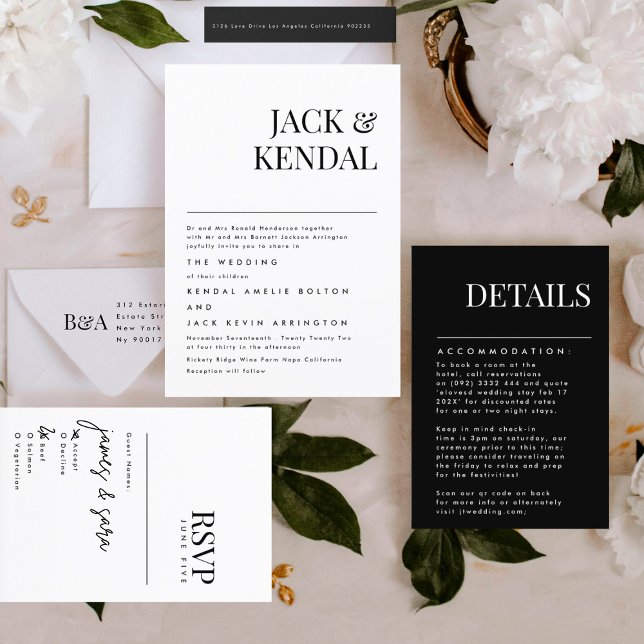 Modern Elegant | Redigerbar Namn Bröllop Inbjudningar (Invitation showcasing suite - additional items (bought separately))