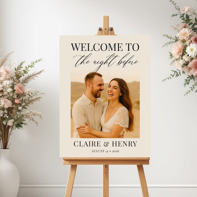 Modern Elegant Rehearsal Dinner Photo Welcome Sign Poster (Skapare uppladdad)