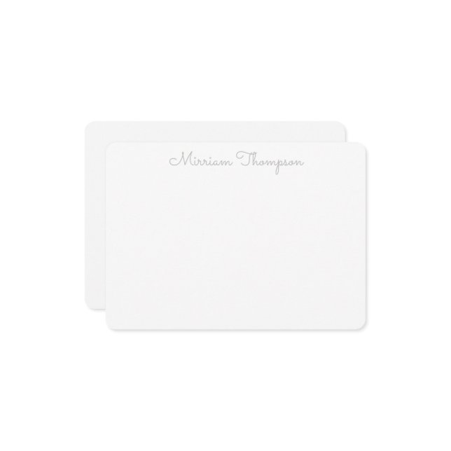 Modern Elegant Ren Gy Gray Namn Anteckningskort (Fram/Back In Situ)