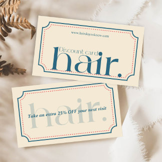 Modern Elegant Retro Blue Beauty Rabatt Card Rabattkort