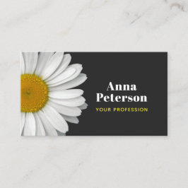 Modern Elegant Retro Daisy Black Gult Visitkort