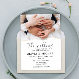 Modern Elegant Ringar Bride och Groom Bröllop Inbjudningar