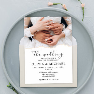 Modern Elegant Ringar Bride och Groom Bröllop Inbjudningar