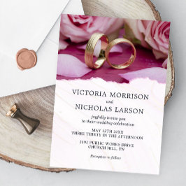 Modern Elegant Ringar med Ro Lila Bröllop Inbjudningar