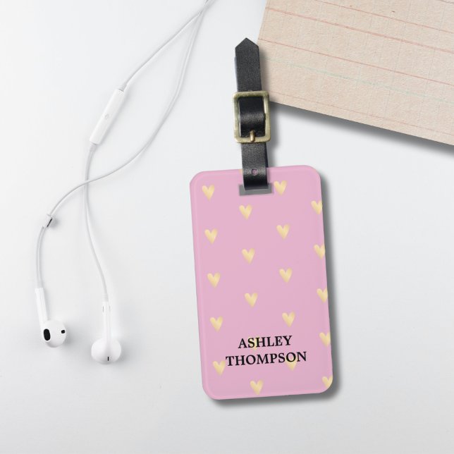 Modern Elegant Ro Faux Guld Hearts Bagagebricka (Skapare uppladdad)