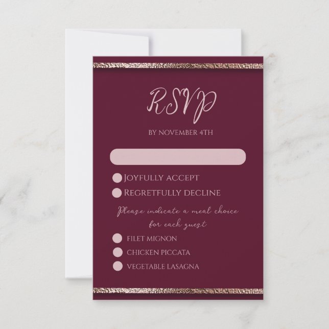 Modern Elegant Ro Guld Glitter och Burgundy OSA Kort (Framsida)