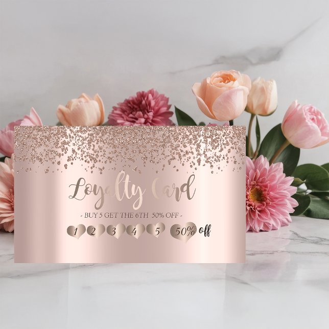 Modern Elegant Ro Guld Hearts, diamanter Lojalitetskort (Skapare uppladdad)