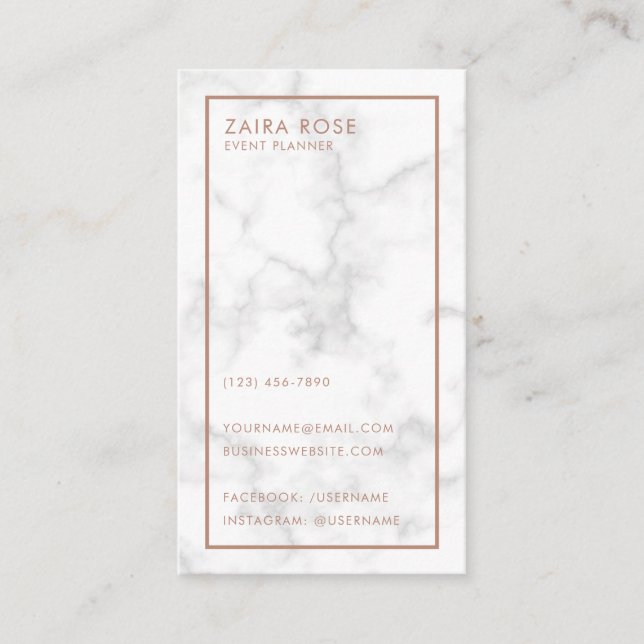 Modern Elegant Ro Guld Marble Visitkort (Framsida)