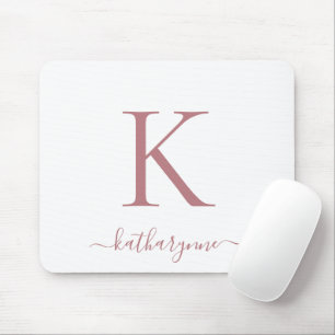 Modern Elegant Ro Guld Monogram-skript vitt Musmatta
