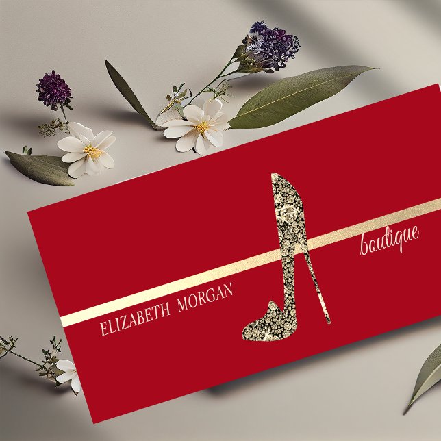 Modern Elegant, Röda diamanter, Högklackar Mini Visitkort (Skapare uppladdad)