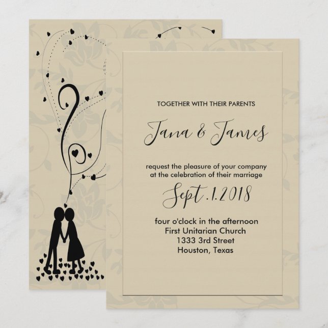 Modern Elegant Romantic bröllop Inbjudningar (Fram/baksida)