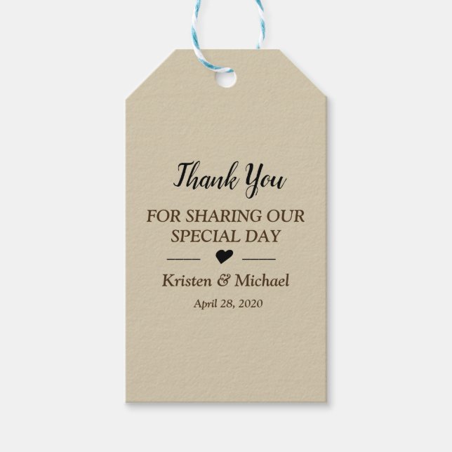 modern elegant Romantic golden Tack Gift Presentetikett (Framsidan)