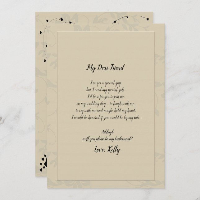 Modern Elegant Romantic kommer att bli min bridesm Inbjudningar (Fram/baksida)