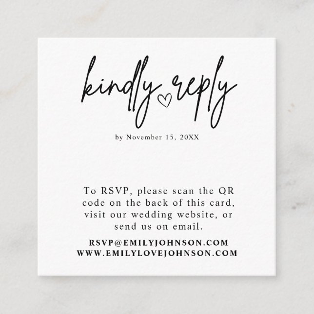 Modern Elegant - Romantic QR-kodsBröllop OSA Tilläggskort (Framsida)