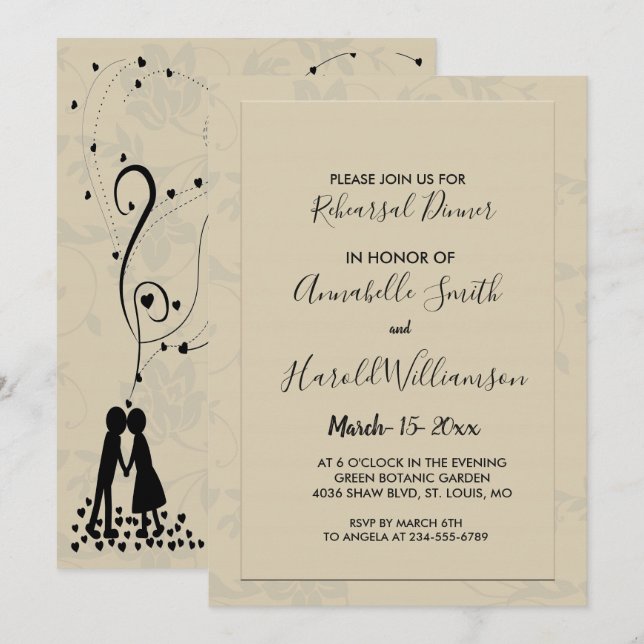 Modern Elegant Romantic Rehearsal Dinner Inbjudningar (Fram/baksida)