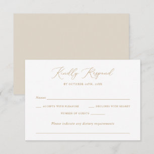 Modern Elegant Romantic Script Bröllop Guld OSA Inbjudningar