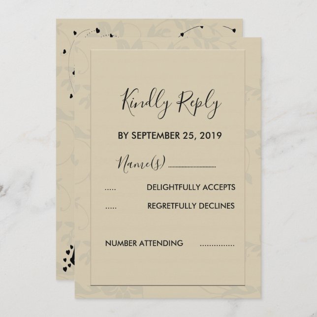 Modern Elegant Romantisk OSA Inbjudningar (Fram/baksida)