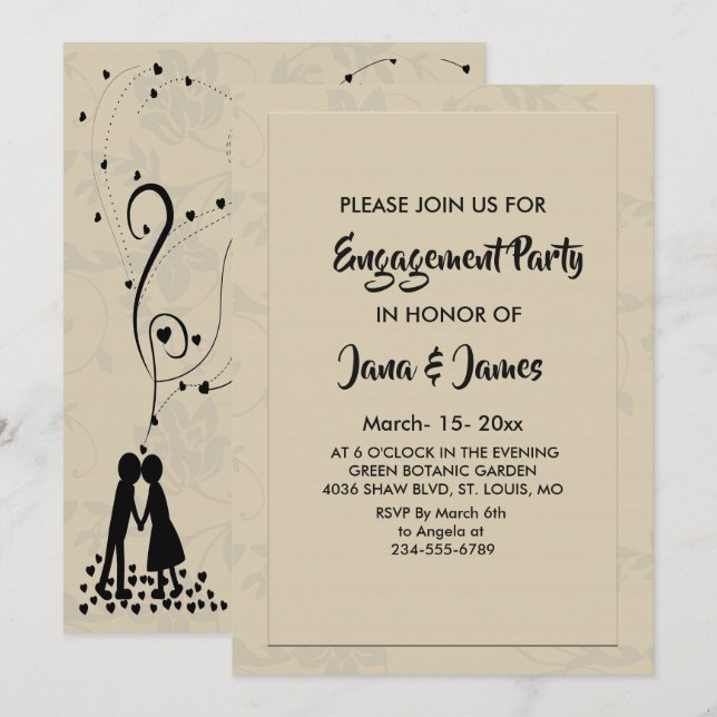 Modern Elegant, romsk Förlovning Inbjudningar (Fram/baksida)