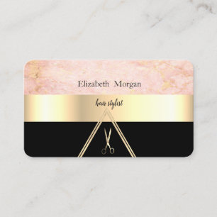 Modern Elegant Ros Marmor Svart, Guld, Saxar Visitkort