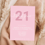 Modern Elegant Rosa 21:a födelsedagsinbjudan Inbjudningar<br><div class="desc">Modern rosa för kvinnor,  21:a födelsedagsinbjudan. Mall för minimalistisk 21-årsinbjudan med kalligrafi av elegantens handskrivna skriptteckensnitt.</div>