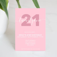 Modern Elegant Rosa 21:a födelsedagsinbjudan