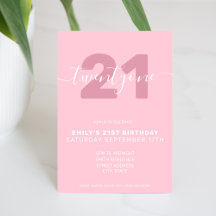 Modern Elegant Rosa 21:a födelsedagsinbjudan
