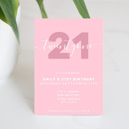 Modern Elegant Rosa 21:a födelsedagsinbjudan Inbjudningar
