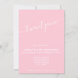 Modern Elegant Rosa 21:a födelsedagsinbjudan Inbjudningar