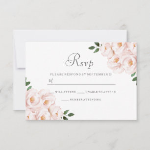 Modern Elegant Rosa Blommig Bröllop RSVP OSA Kort