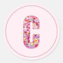 Modern Elegant Rosa Blommig Monogram Bokstav C