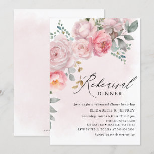 Modern Elegant Rosa Blommigt Rehearsal Dinner Inbjudningar