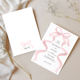 Modern Elegant Rosa Bow Monogram Bröllop Inbjudningar