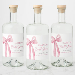 Modern Elegant Rosa Bow Ribbon Möhippa Spritflaskor Etikett