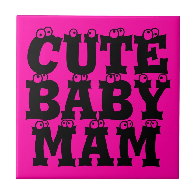 Modern elegant - rosa design vår CUTE BABY MAM Kakelplatta (Framsidan)