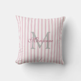 Modern Elegant Rosa Fransk Rand Namn Monogram Kudde