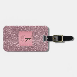 Modern Elegant Rosa Glitter Monogrammed Namn Bagagebricka