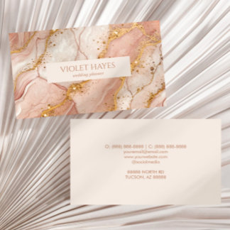 Modern Elegant Rosa Guld Beige Marmor Visitkort
