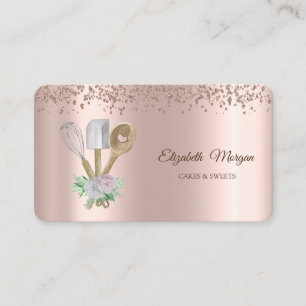 Modern Elegant Rosa Guld Cupcake,Sotsaker,Bakery B Visitkort