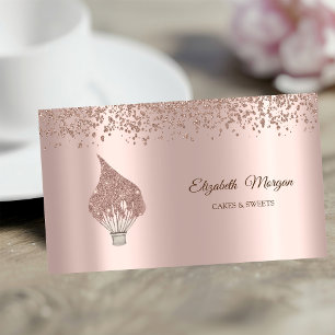 Modern Elegant Rosa Guld Diamanter Glitter Visp Visitkort