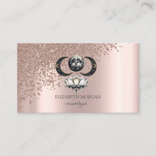 Modern Elegant Rosa Guld Diamanter Lotus Måne Visitkort