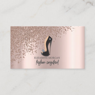 Modern Elegant Rosa Guld Diamanter, Svart Höglöpar Visitkort