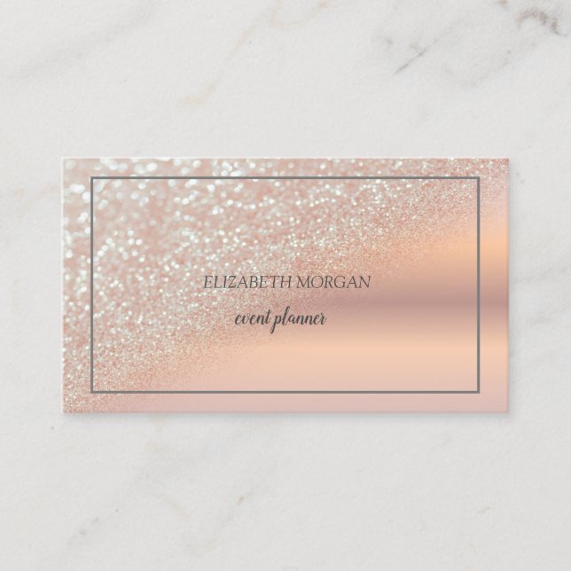 Modern Elegant Rosa Guld Glitter Bokeh Ombre, Ram Visitkort (Framsida)
