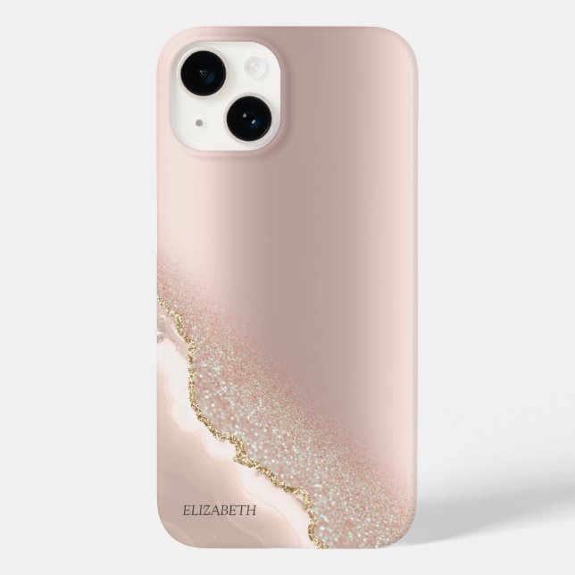 Modern Elegant Rosa Guld Glitter Marmor (Baksida)